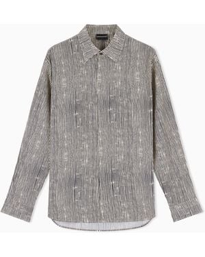 Emporio Armani Comfort-Fit All-Over Print Lyocell-Blend Shirt - Grey