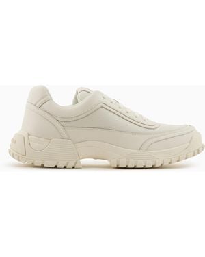 Emporio Armani Matching Mesh And Leather Trainers - White