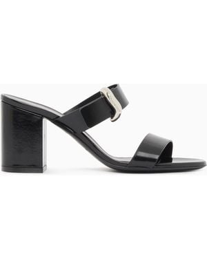 Emporio Armani Shiny Polished Leather Sandals With Heel - White