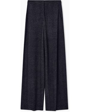 Emporio Armani Pantalon Avec Pinces En Maille Jersey Compacte Prince-De-Galles Icon Asv - Bleu