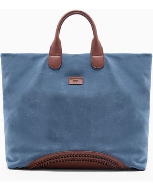 Emporio Armani Suede Icon Shopper Bag - Blue