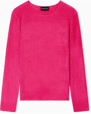Emporio Armani Jersey De Chenilla Con Motivo Chevrón En Relieve Irregular - Rosa