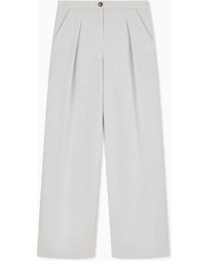 Emporio Armani Chevron Jacquard Jersey Trousers Signature Capsule - White