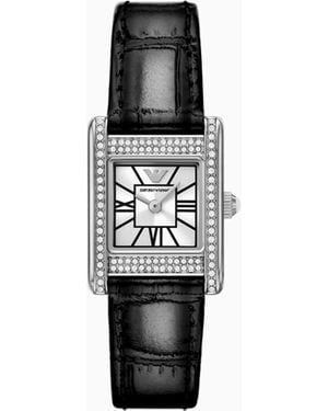 Emporio Armani Two-Hand Leather Watch - White