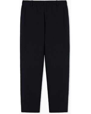 Emporio Armani Icon Embossed Pattern-Fabric Trousers - Blue