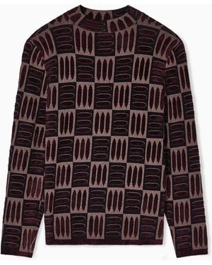 Emporio Armani Jumper With Chenille Intarsia - Purple