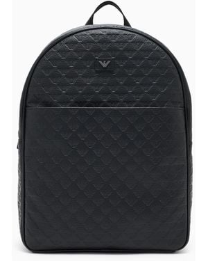 Emporio Armani All-Over Embossed Backpack - Blue