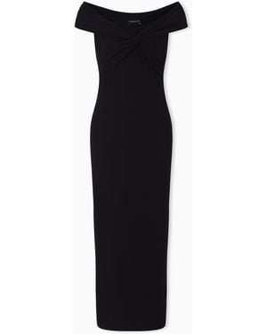 Emporio Armani Interlock Dress With Crossover Neckline - Black