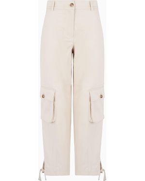 Emporio Armani Stretch Cotton Gabardine Cargo Trousers - Natural