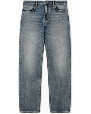 Emporio Armani Five-Pocket Denim Jeans Regular Fit With Whiskering - Blue
