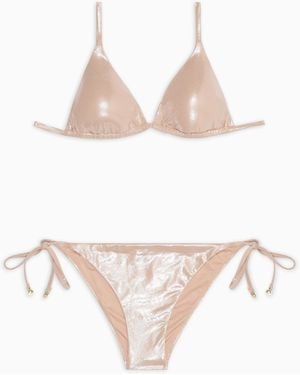 Emporio Armani Asv Gepolsterter Triangel-Bikini Aus Recyceltem Foliengewebe - Weiß