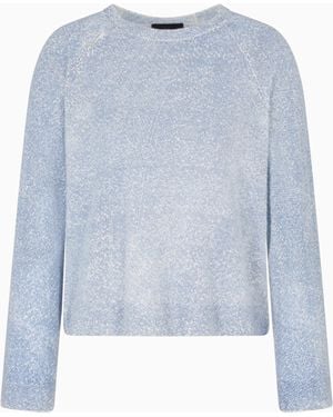 Emporio Armani Pull En Pur Cachemire Entièrement Imprimé - Bleu