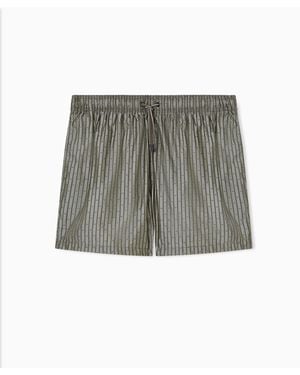 Emporio Armani Swim Shorts With All-Over Jacquard Logo - Grey