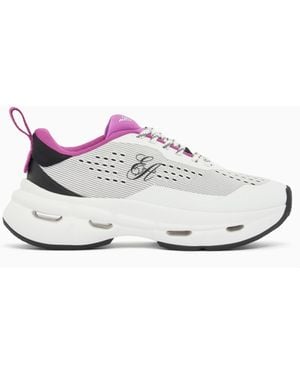 Emporio Armani Breathable Mesh Trainers With A Thick Cushioned Rubber Sole - White