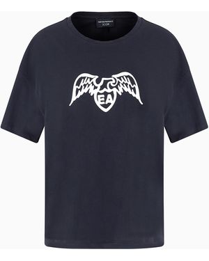 Emporio Armani Pima T-Shirt With Eagle Logo - Blue