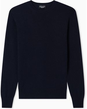 Emporio Armani Plain-Knit Pure Cashmere Jumper - Blue