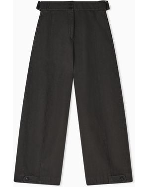 Emporio Armani Garment-Dyed Linen-Blend Oval-Leg Trousers - Grey