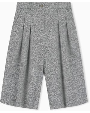 Emporio Armani Tweed Bermuda Shorts With Pleats - Grey