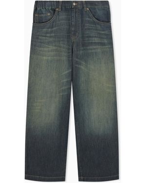 Emporio Armani Denim Jeans With Elastic Waistband And Contrast Stitching - Green