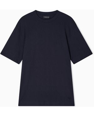 Emporio Armani Intarsia-Effect Jacquard Jersey T-Shirt - Blue
