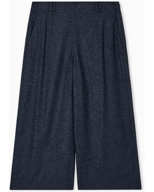 Emporio Armani Jupe-Culotte En Flanelle Moulinée - Bleu