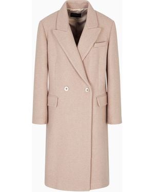 Emporio Armani Manteau À Double Boutonnage En Laine Mélangée - Neutre