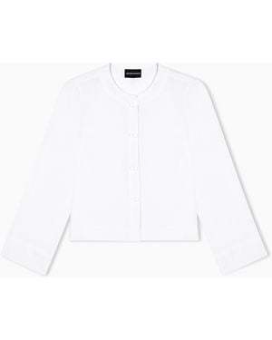 Emporio Armani Micro Leopard Spot Jacquard Fluid Fabric Shirt - White