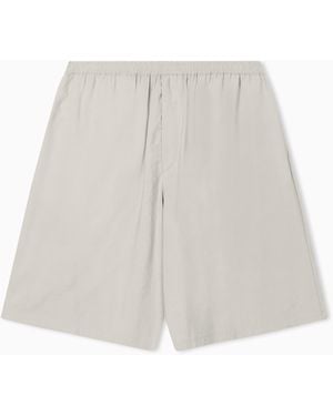 Emporio Armani Icon Peach-Finish Canvas Bermuda Shorts - White