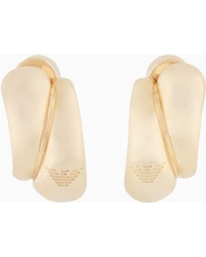 Emporio Armani Pendientes De Aro De Latón Dorado - Blanco