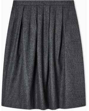 Emporio Armani Icon Wool Flannel Pleated Skirt - Grey