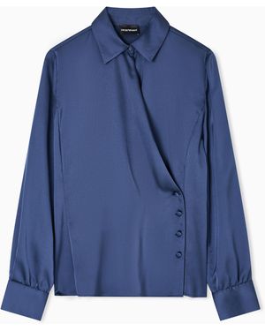 Emporio Armani Camicia Con Chiusura A Portafoglio - Blu