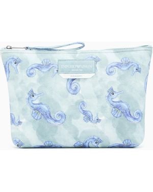 Emporio Armani Sea Animals Print Beachwear Pouch - Blue