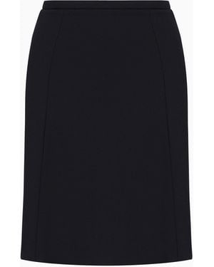 Emporio Armani Falda Acampanada De Tejido Grain De Poudre De Lana - Negro
