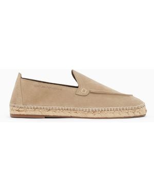 Emporio Armani Velour Suede Espadrilles - White