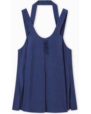 Emporio Armani Flowing Micro Leopard Spot Jacquard Top - Blue