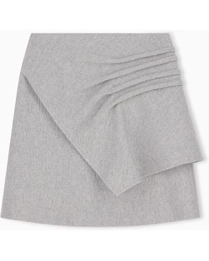 Emporio Armani Double Wool Seersucker Skirt With An Invisible Side Zipper - Gray