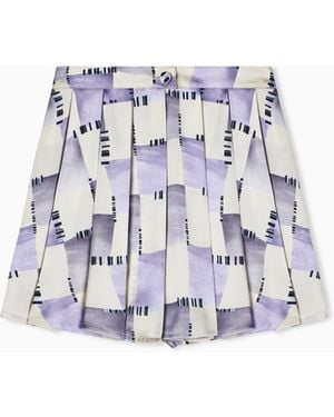 Emporio Armani Check Print Satin Culottes - White