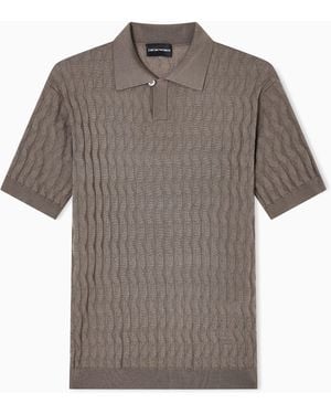Emporio Armani Asv Lyocell-Blend Jumper With Polo-Shirt Collar - Grey