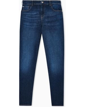 Emporio Armani J36 Mid-Rise, Straight-Leg, Worn-Look Denim Jeans - Blue