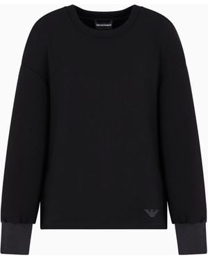 Emporio Armani Scuba Fabric Sweatshirt With Side Slits - Black