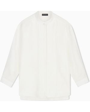 Emporio Armani Pure Linen Shirt With Guru Collar - White