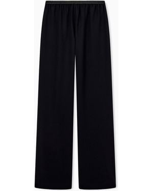 Emporio Armani Techno Cady Wide-Leg Trousers With An Elasticated Waistband - Black