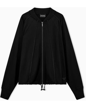 Emporio Armani Punto Milano Jersey Blouson Jacket With Drawstring Hem - Black