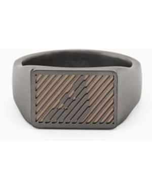 Emporio Armani Two-Tone Stainless Steel Signet Ring - White