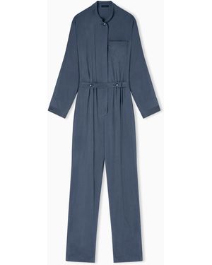 Emporio Armani Washed Twill Jumpsuit - Blue