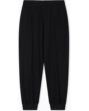 Emporio Armani Nylon Trousers With Front Ribs - Black