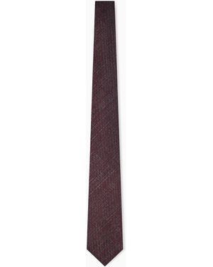 Emporio Armani Pure Silk Tie With Jacquard Motif - White