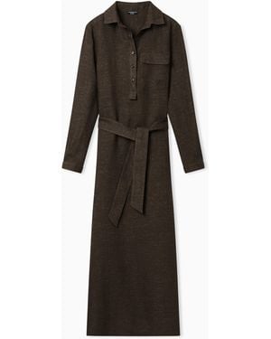 Emporio Armani Icon Linen Chambray Dress With Sash - Black