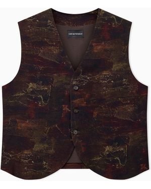 Emporio Armani Cupro Twill Waistcoat With All-Over Print - Purple