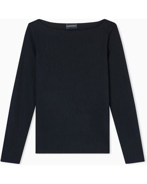 Emporio Armani Boat Neck Jumper - Blue